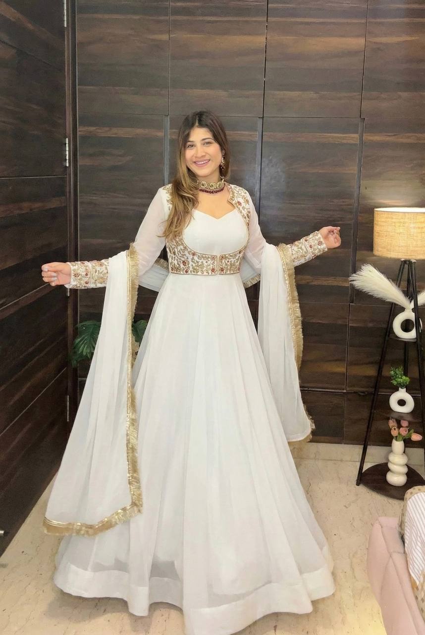 Ethereal Ivory Embroidered Jacket Set